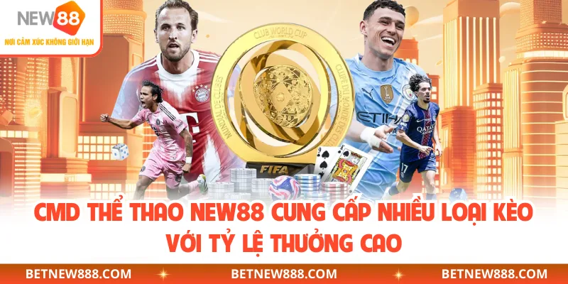 CMD thể thao NEW88 cung cấp nhiều loại kèo với tỷ lệ thưởng cao